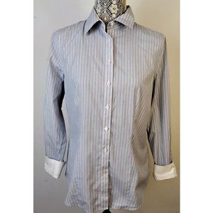 Talbots Wrinkle Resistant Striped Stretch Button Down Shirt Size 8